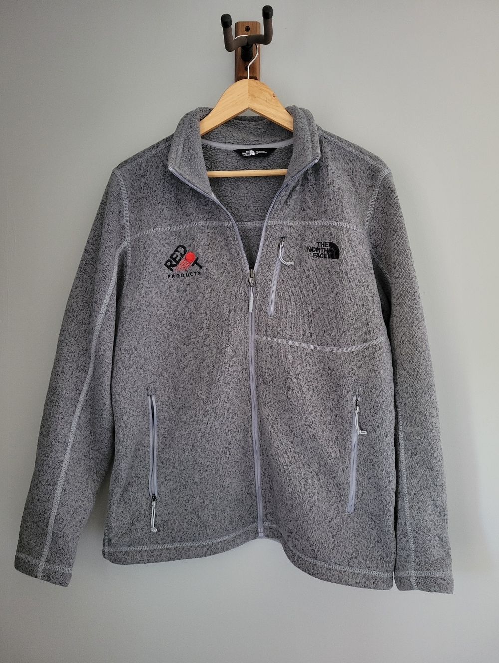 The North Face Full Zip Sweatshirt Size M Mens Gray Company Logo Embroidered